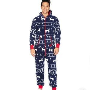 Tipsy elves men’s blue reindeer jumpsuit